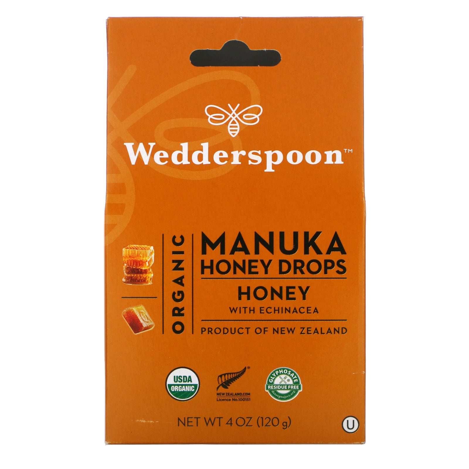 Wedderspoon, Organic Manuka Honey Drops, Honey with Echinacea, 4 oz (120 g)