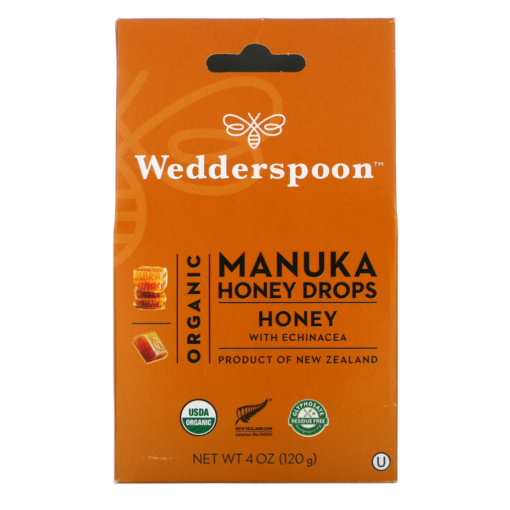 Wedderspoon, Organic Manuka Honey Drops, Honey with Echinacea, 4 oz (120 g)