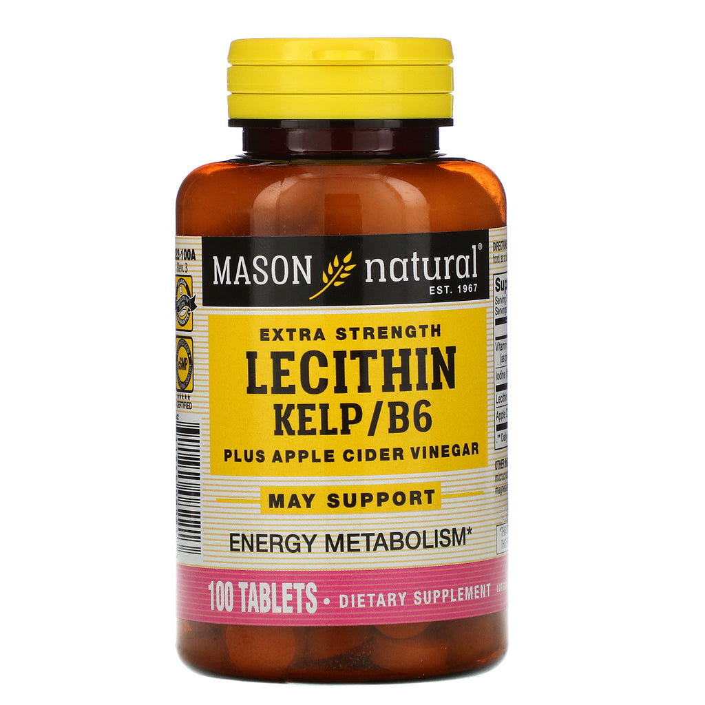 Mason Natural, Lecithin Kelp/B6 Plus Apple Cider Vinegar, Extra Strength, 100 Tablets