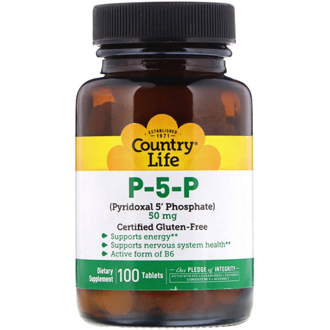 Country Life, P-5-P (Pyridoxal 5' Phosphate), 50 mg, 100 Tablets