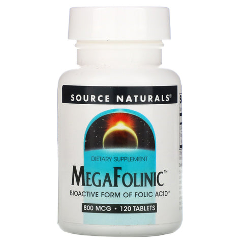 Source Naturals, MegaFolinic, 800 mcg, 120 Tablets