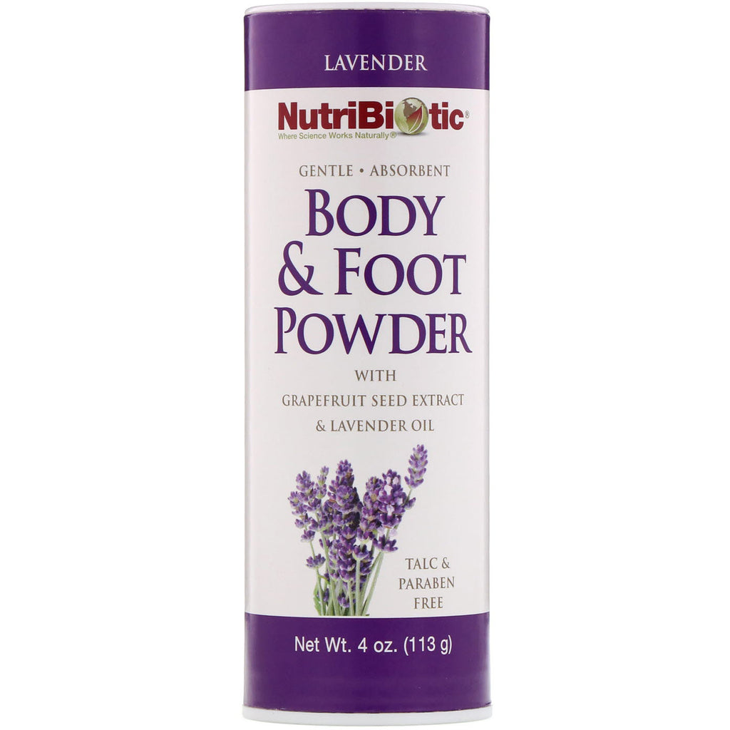 NutriBiotic, Body & Foot Powder with Grapefruit Seed Extract & Lavender Oil, Lavender, 4 oz (113 g)