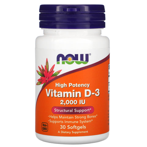 Now Foods, High Potency Vitamin D-3, 50 mcg (2,000 IU), 30 Softgels