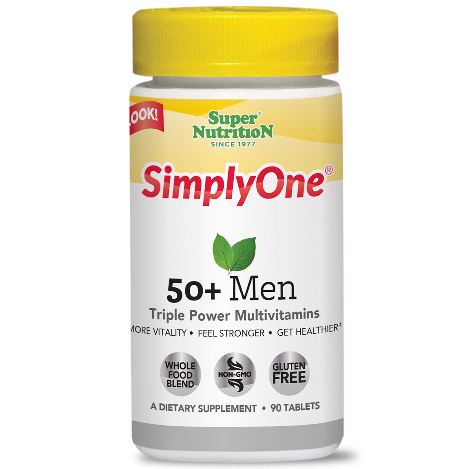 Super Nutrition, SimplyOne, 50+ Men Triple Power Multivitamins, 90 Tablets