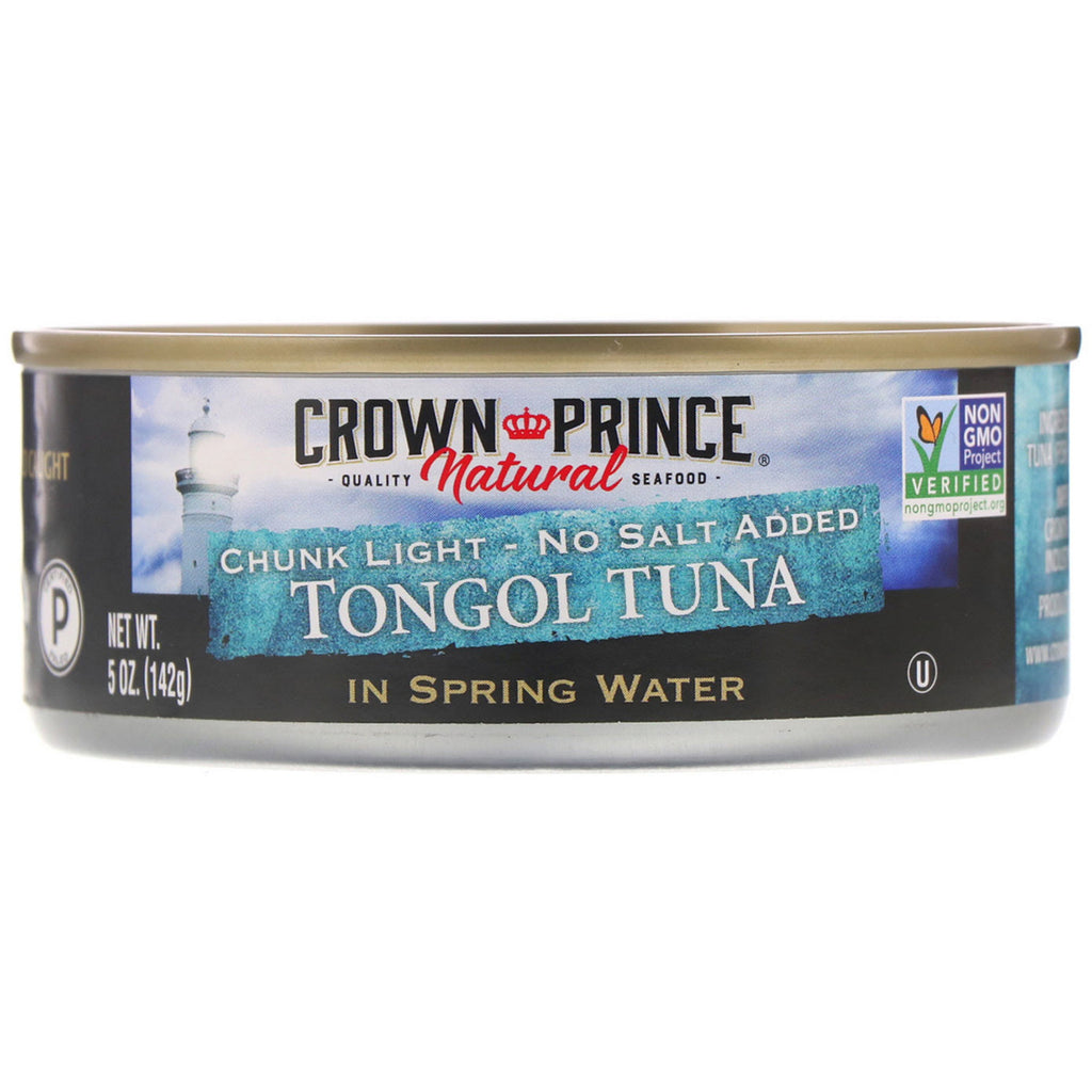 Crown Prince Natural, Tongol Tuna, Chunk Light - No Salt Added, In Spring Water, 5 oz (142 g)