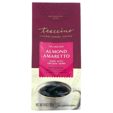 Teeccino, Chicory Herbal Coffee, Almond Amaretto, Medium Roast, Caffeine Free, 11 oz (312 g)