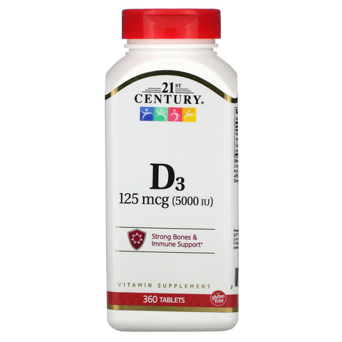 21st Century, Vitamin D3, 125 mcg (5,000 IU), 360 Tablets