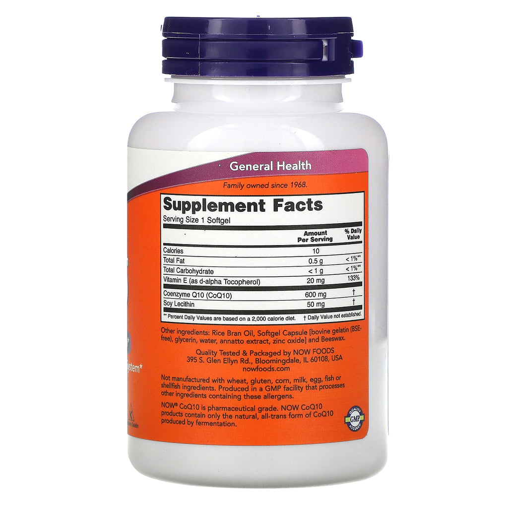 Now Foods, CoQ10 with Vitamin E & Lecithin, Maximum Strength, 600 mg, 60 Softgels