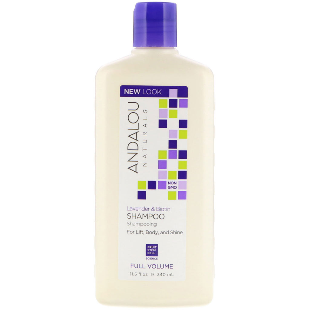 Andalou Naturals, Shampoo, Full Volume, For Lift, Body, and Shine, Lavender & Biotin, 11.5 fl oz (340 ml)