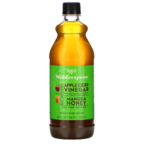 Wedderspoon, Raw Apple Cider Vinegar with Monofloral, Manuka Honey, 25 fl oz (750 ml)