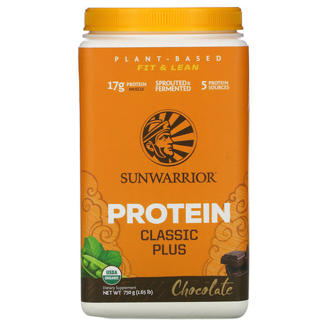 Sunwarrior, Protein Classic Plus , Plant Based, Chocolate, 1.65 lb (750 g)