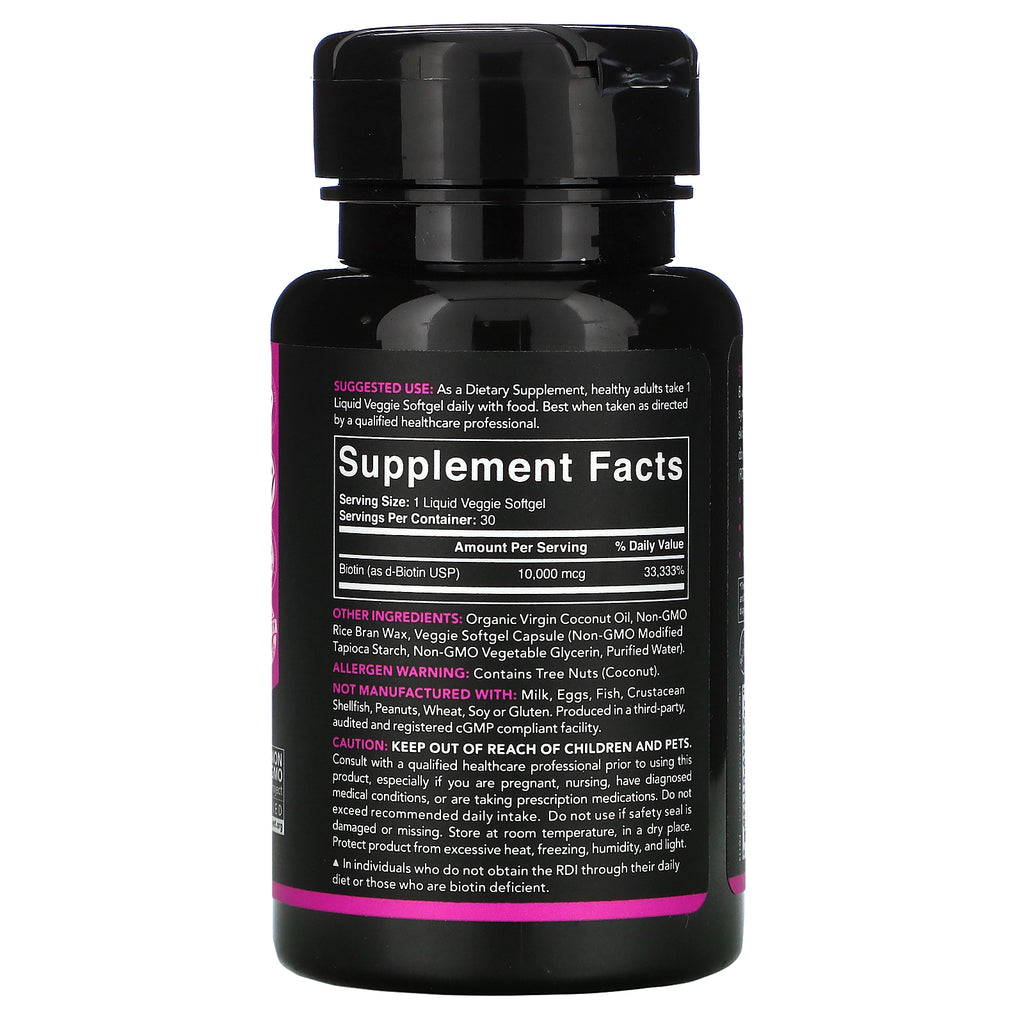 Sports Research, Biotin with Coconut Oil, 10,000 mcg, 30 Veggie Softgels