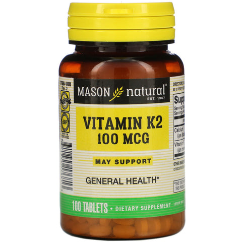 Mason Natural, Vitamin K2, 100 mcg, 100 Tablets