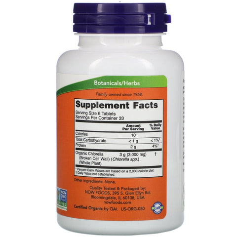 Now Foods, Certified  Chlorella, 500 mg, 200 Tablets