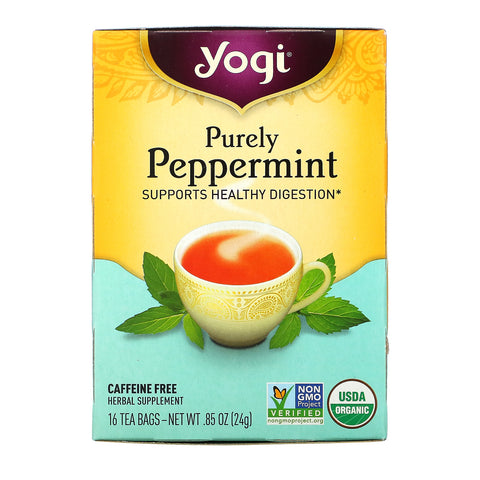 Yogi Tea, Purely Peppermint, Caffeine Free, 16 Tea Bags, .85 oz (24 g)