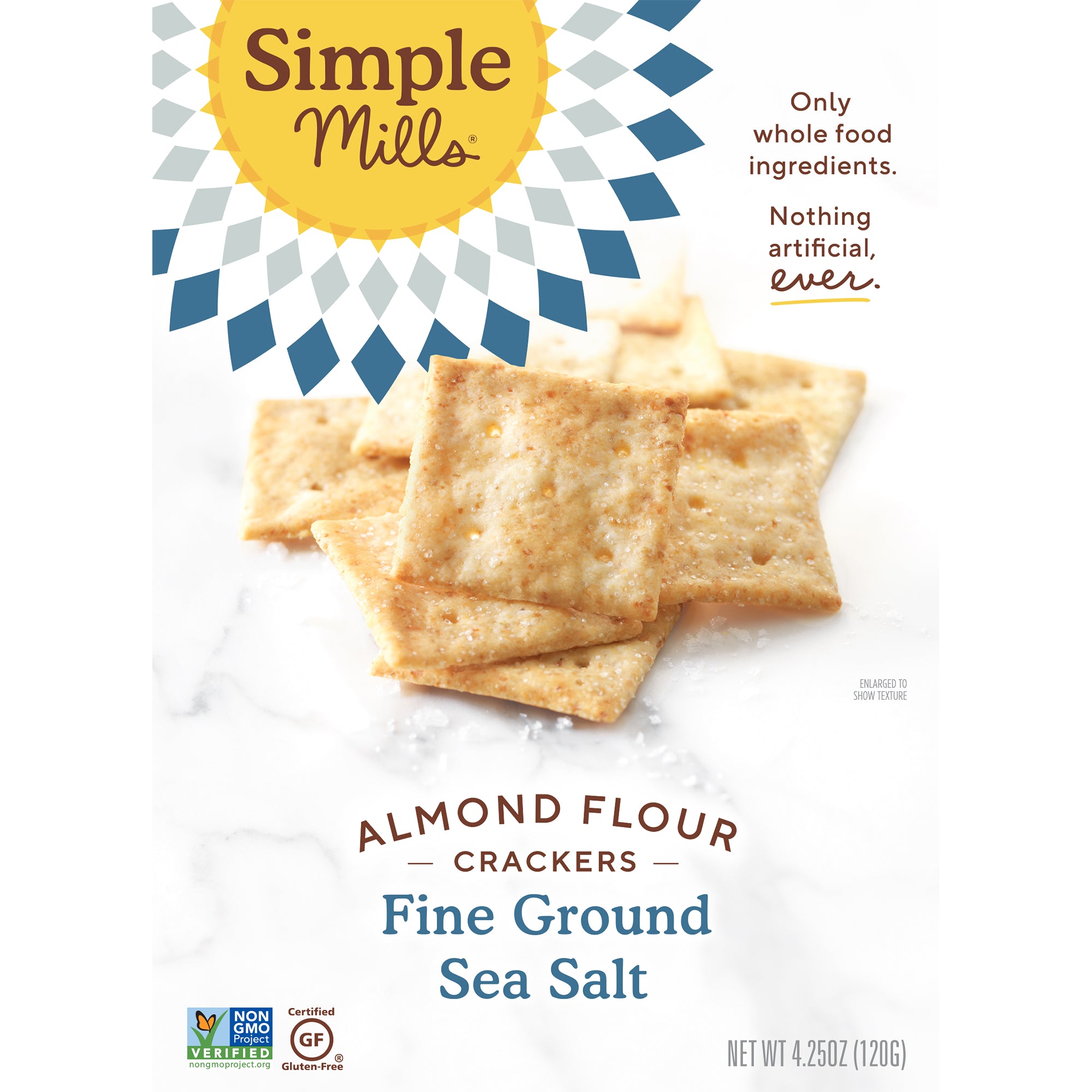 Simple Mills, Naturally Gluten-Free, Almond Flour Crackers, Fine Ground Sea Salt, 4.25 oz (120 g)
