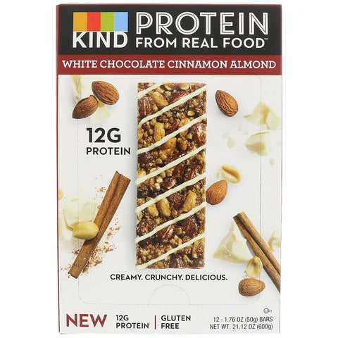 KIND Bars, Protein Bars, White Chocolate Cinnamon Almond, 12 Bars, 1.76 oz (50 g) Each
