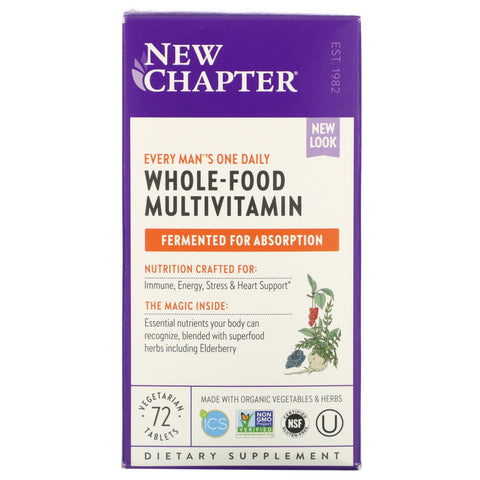 New Chapter, Every Man's One Daily Whole-Food Multivitamin, 72 Vegetarian Tablets