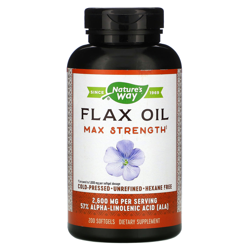 Nature's Way, Flax Oil, Max Strength, 2,600 mg, 200 Softgels