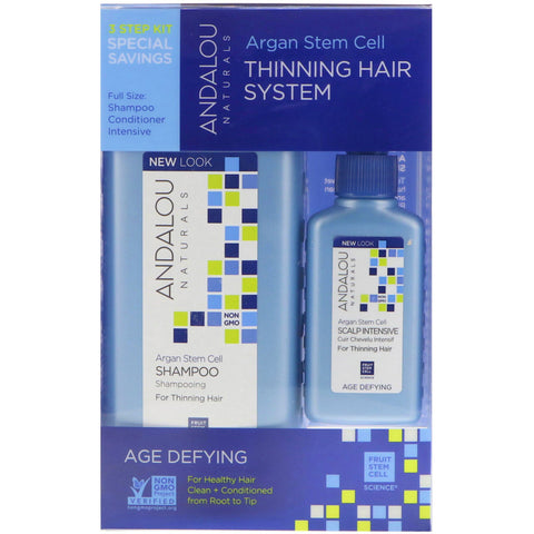 Andalou Naturals, Argan Stem Cell, Thinning Hair System, Age Defying, 3 Piece Kit