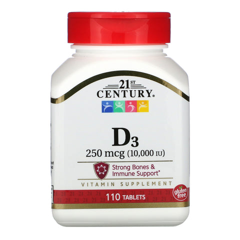 21st Century, Vitamin D3, 250 mcg (10,000 IU), 110 Tablets