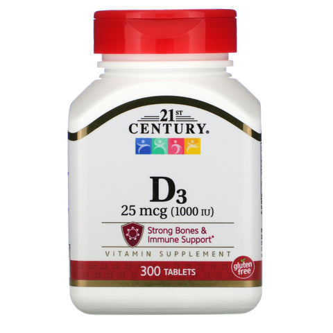 21st Century, Vitamin D3, 25 mcg (1,000 IU), 300 Tablets