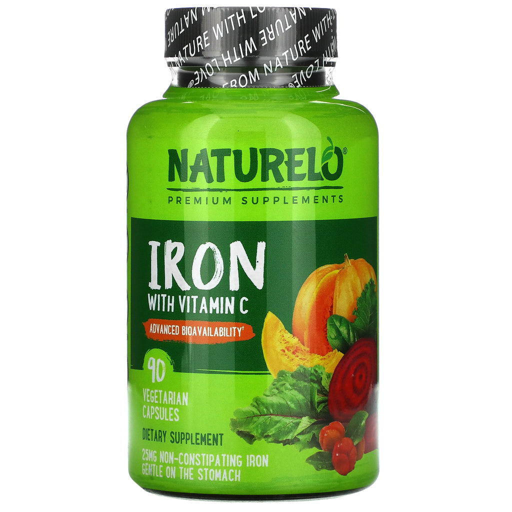 NATURELO, Iron with Vitamin C, 90 Vegetarian Capsules
