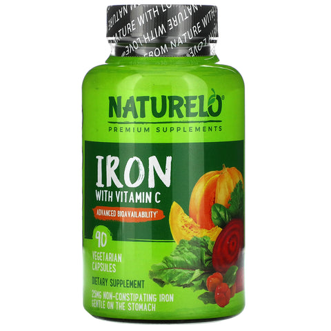 NATURELO, Iron with Vitamin C, 90 Vegetarian Capsules