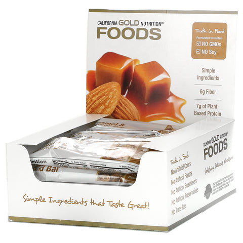 California Gold Nutrition, Foods, Caramel & Almond Bars, 12 Bars, 1.4 oz (40 g) Each