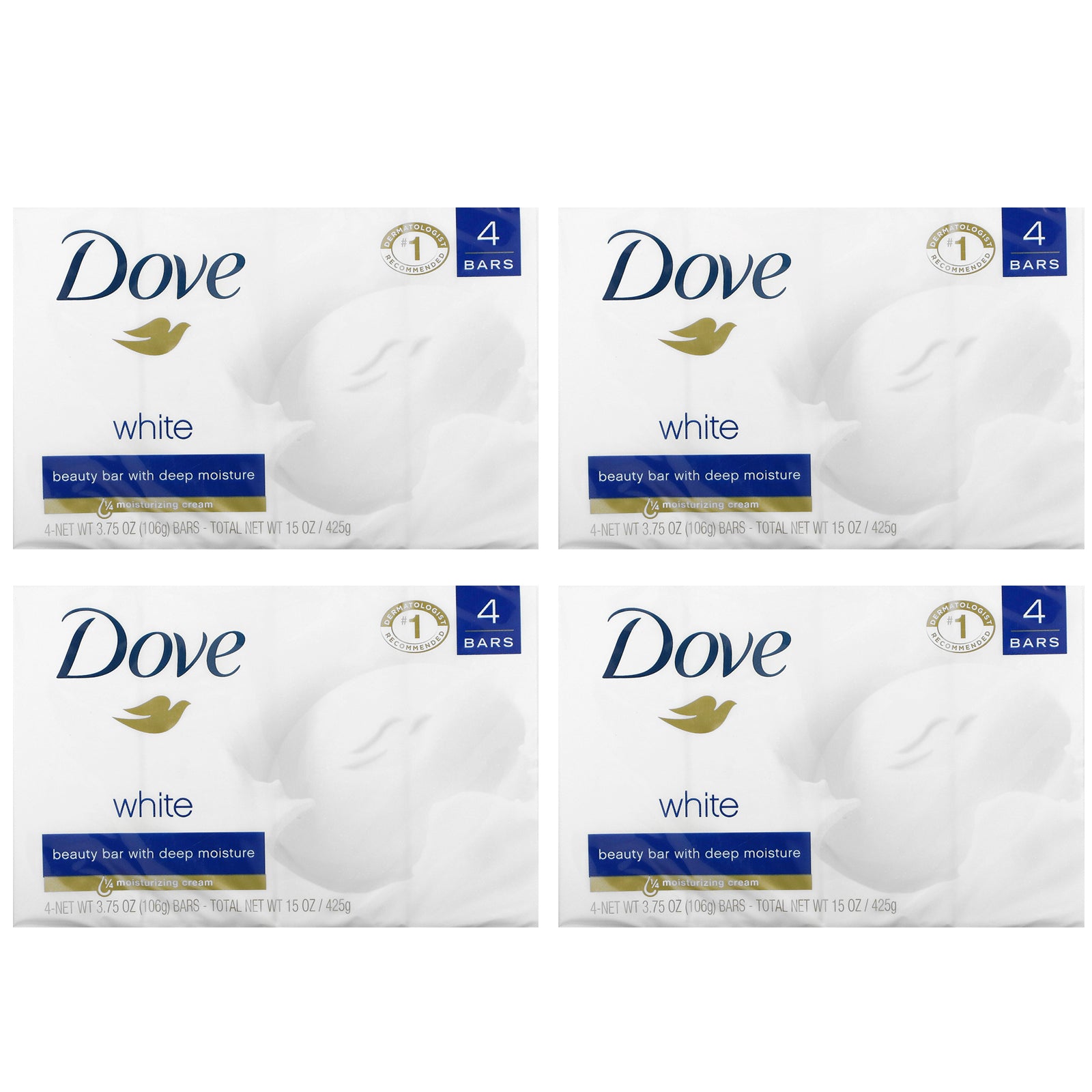 Dove, White Beauty Bar, 4 Bars, 3.75 oz (106 g) Each