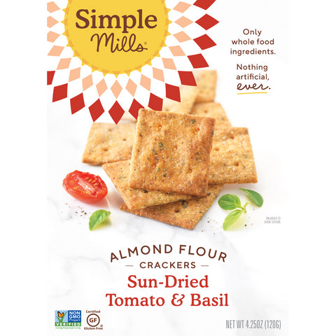 Simple Mills, Naturally Gluten-Free, Almond Flour Crackers, Sun-Dried Tomato & Basil, 4.25 oz (120 g)