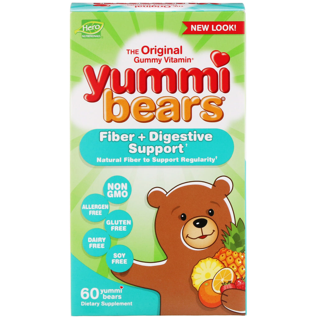 Hero Nutritional Products, Yummi Bears, Fiber + Digestive Support, 60 Yummi Bears