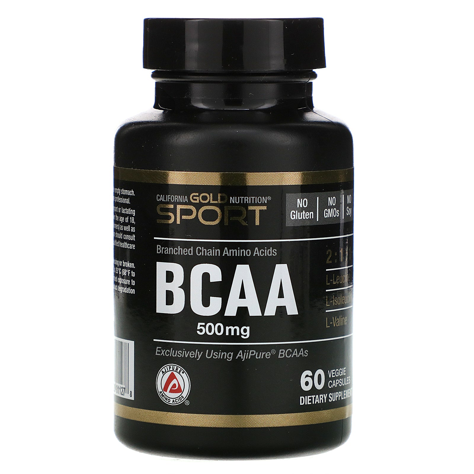 California Gold Nutrition, BCAA, AjiPure® Branched Chain Amino Acids, 500 mg, 60 Veggie Caps
