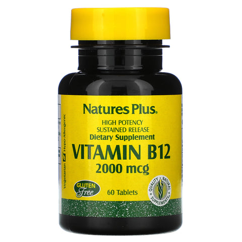 Nature's Plus, Vitamin B-12, 2000 mcg, 60 Tablets