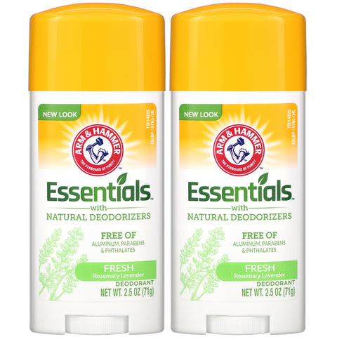 Arm & Hammer, Essentials with Natural Deodorizers, Deodorant, Fresh Rosemary Lavender, Twin Pack, 2.5 oz (71 g) Each