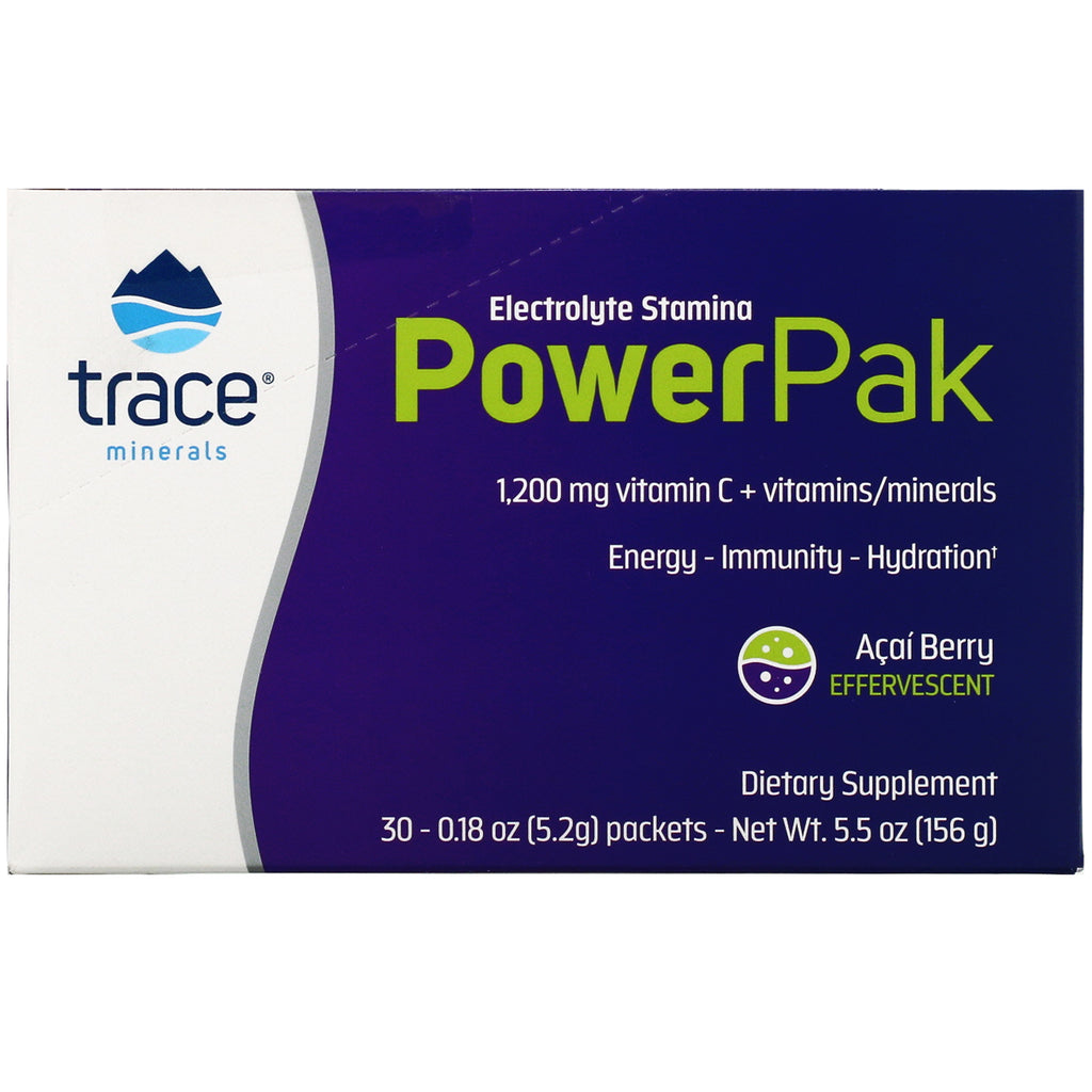 Trace Minerals Research, Electrolyte Stamina PowerPak, Acai Berry, 30 Packets, 0.18 oz (5.2 g) Each