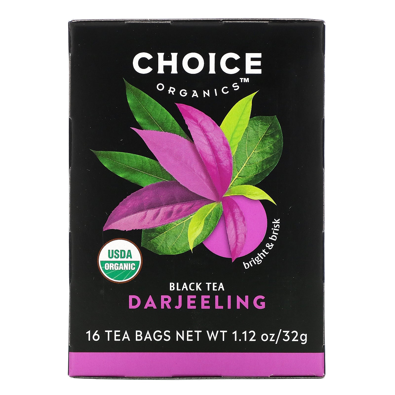 Choice Organic Teas, Black Tea, Darjeeling, 16 Tea Bags, 1.12 oz (32 g)