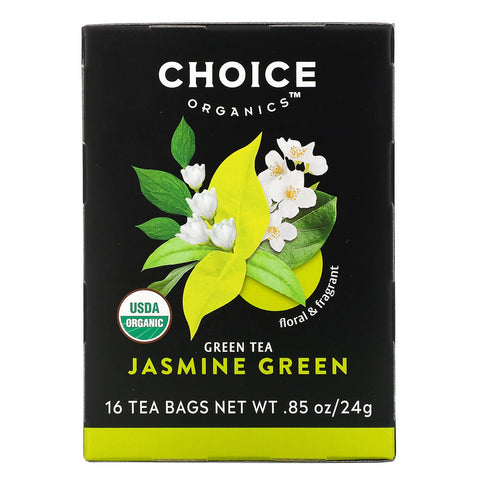 Choice Organic Teas, Green Tea, Jasmine Green, 16 Tea Bags, .85 oz (24 g)
