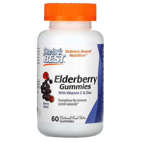 Doctor's Best, Elderberry Gummies with Vitamin C & Zinc, Berry Blast, 60 Gummies