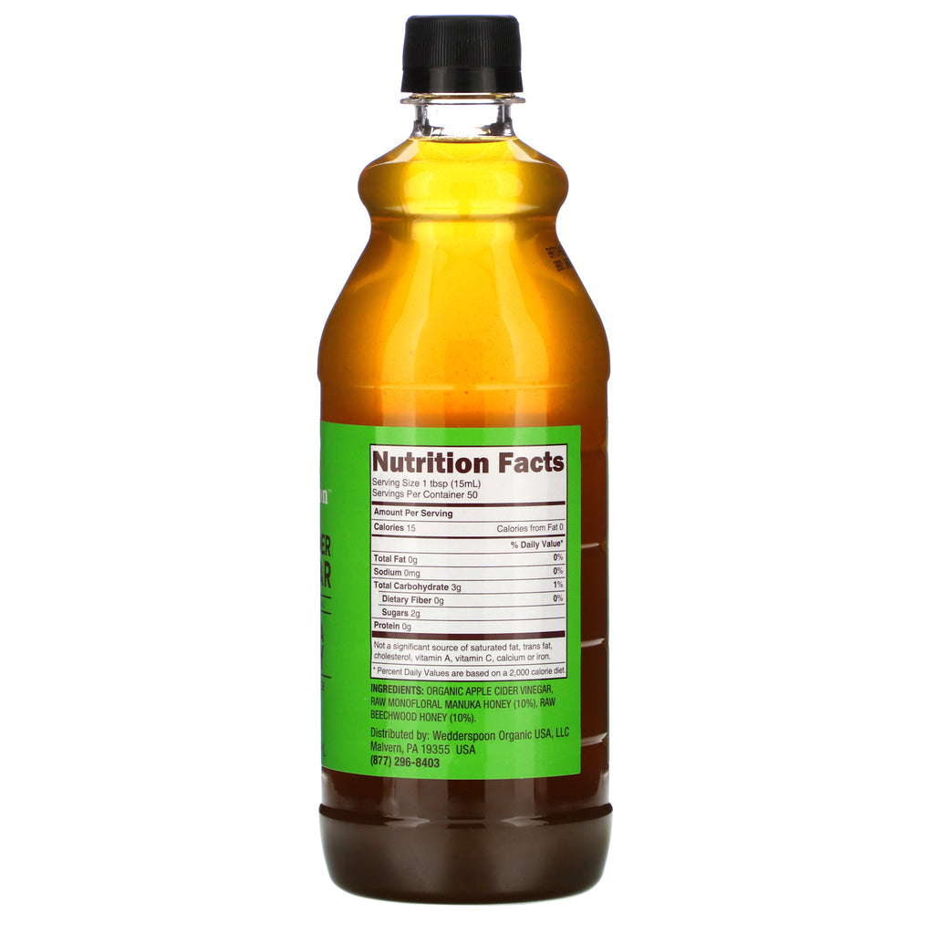 Wedderspoon, Raw Apple Cider Vinegar with Monofloral, Manuka Honey, 25 fl oz (750 ml)