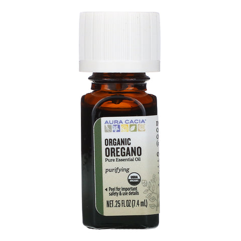 Aura Cacia, Pure Essential Oil, Organic Oregano, .25 fl oz (7.4 ml)