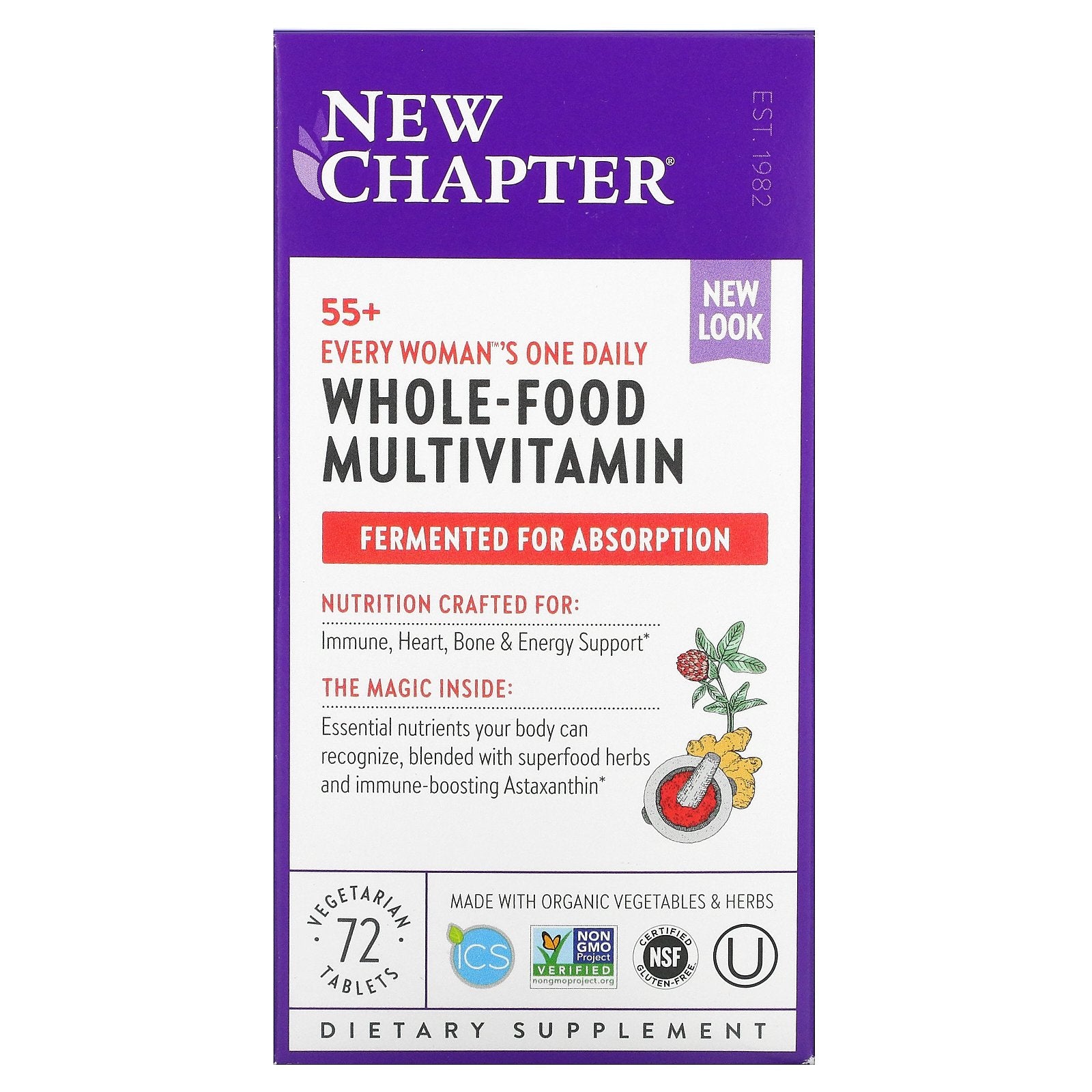 New Chapter, 55+ Every Woman's One Daily, Whole-Food Multivitamin, 72 Vegetarian Tablets
