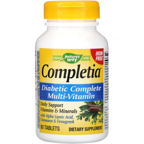 Nature's Way, Completia, Diabetic Complete Multi-Vitamin, Iron Free, 90 Tablets