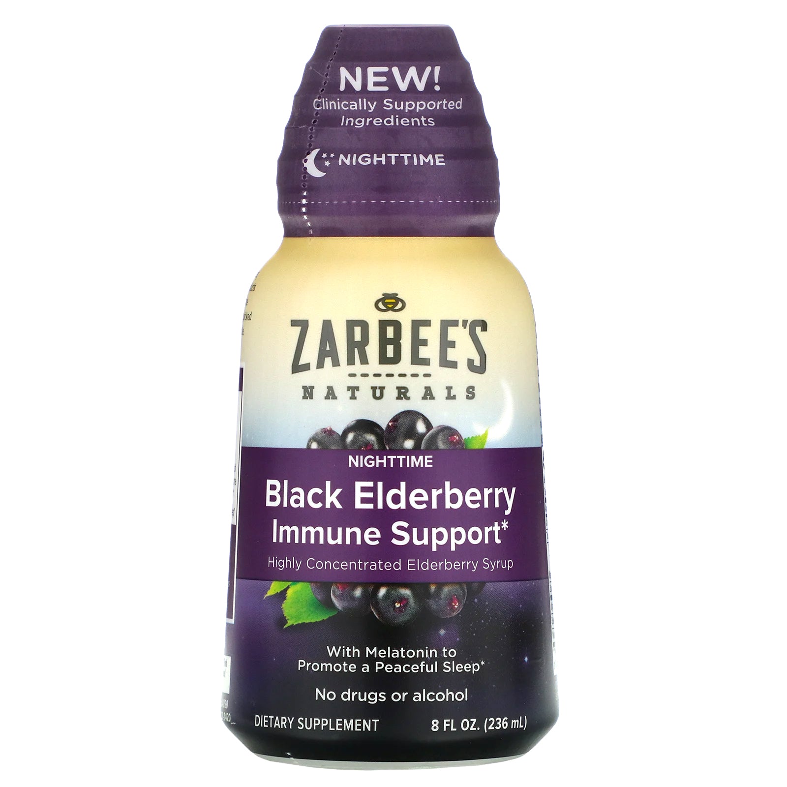 Zarbee's, NightTime Black Elderberry Immune Support, 8 fl oz (236 ml)