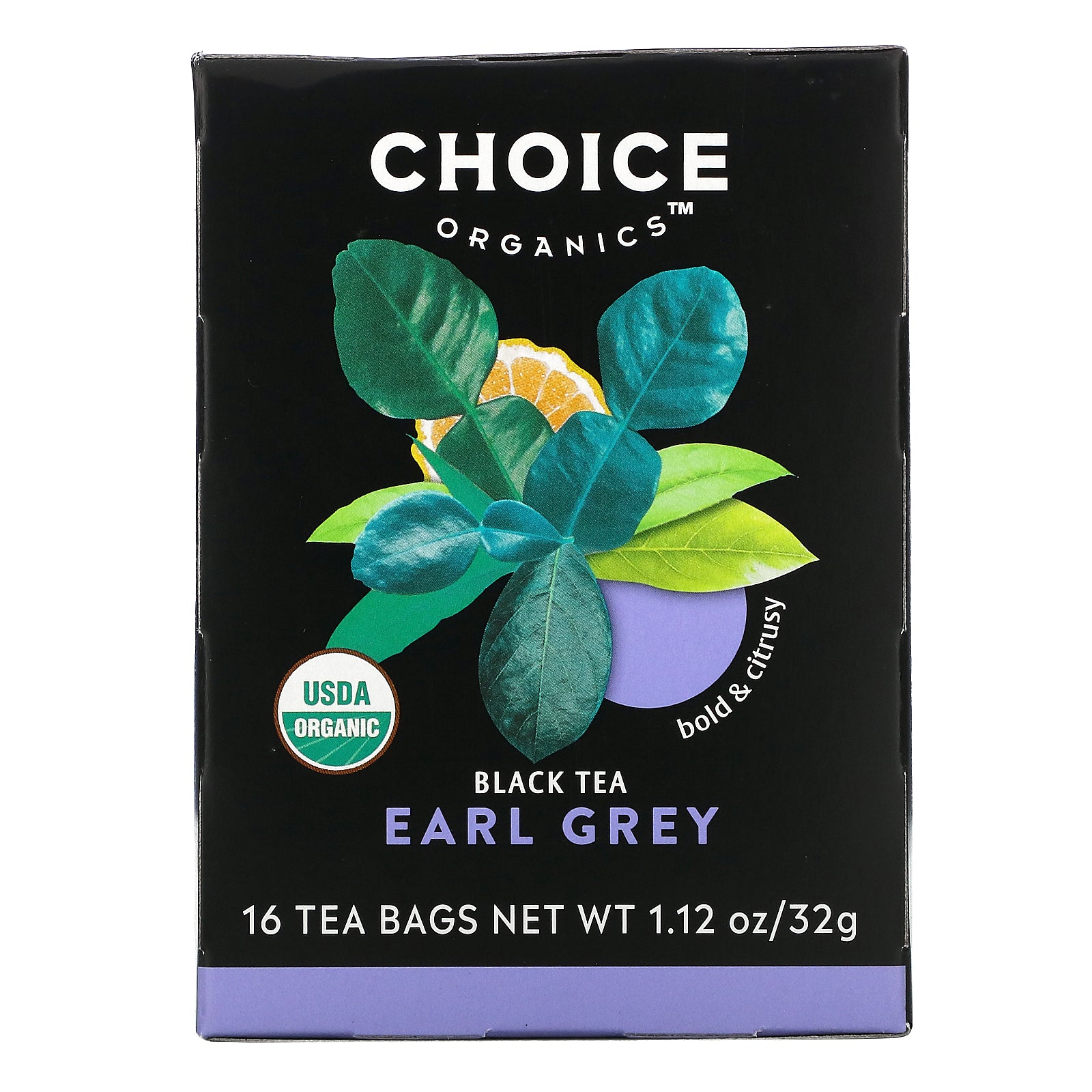 Choice Organic Teas, Black Tea, Earl Grey, 16 Tea Bags, 1.12 oz (32 g)