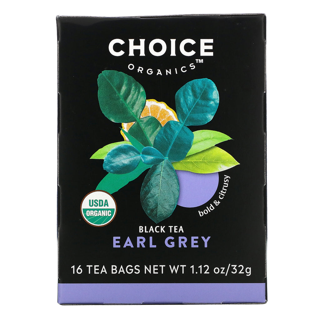 Choice Organic Teas, Black Tea, Earl Grey, 16 Tea Bags, 1.12 oz (32 g)