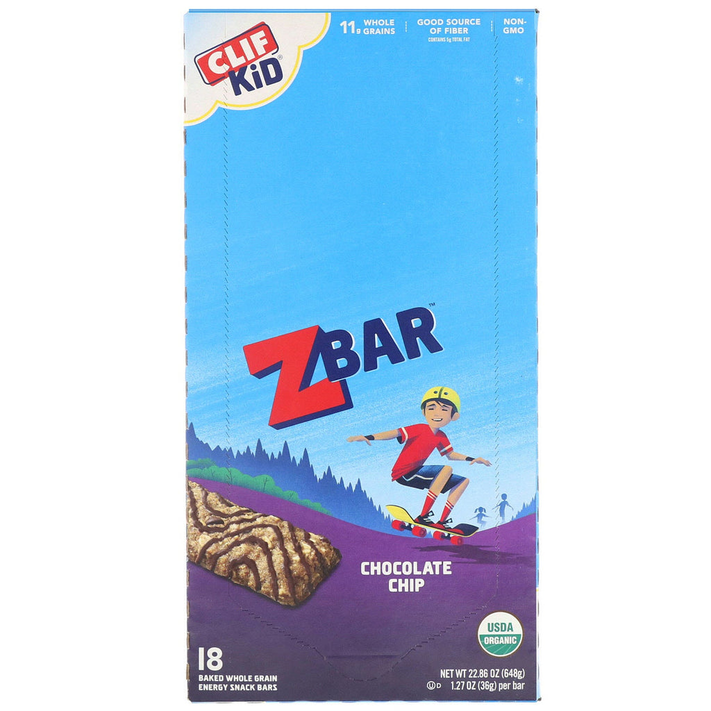 Clif Bar, Clif Kid,  Z Bar, Chocolate Chip, 18 Bars, 1.27 oz (36 g) Each