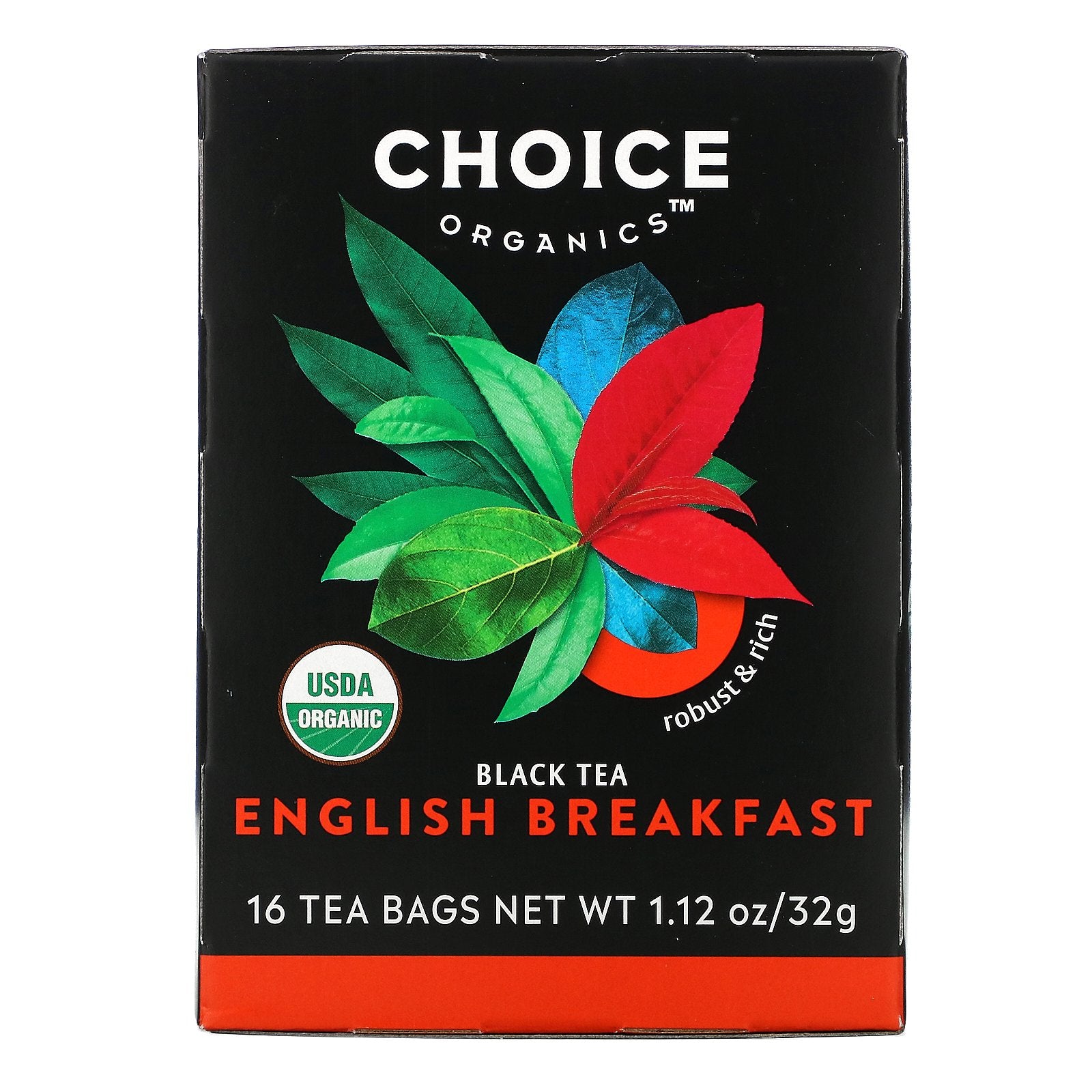 Choice Organic Teas, Black Tea, English Breakfast, 16 Tea Bags, 1.12 oz (32 g)