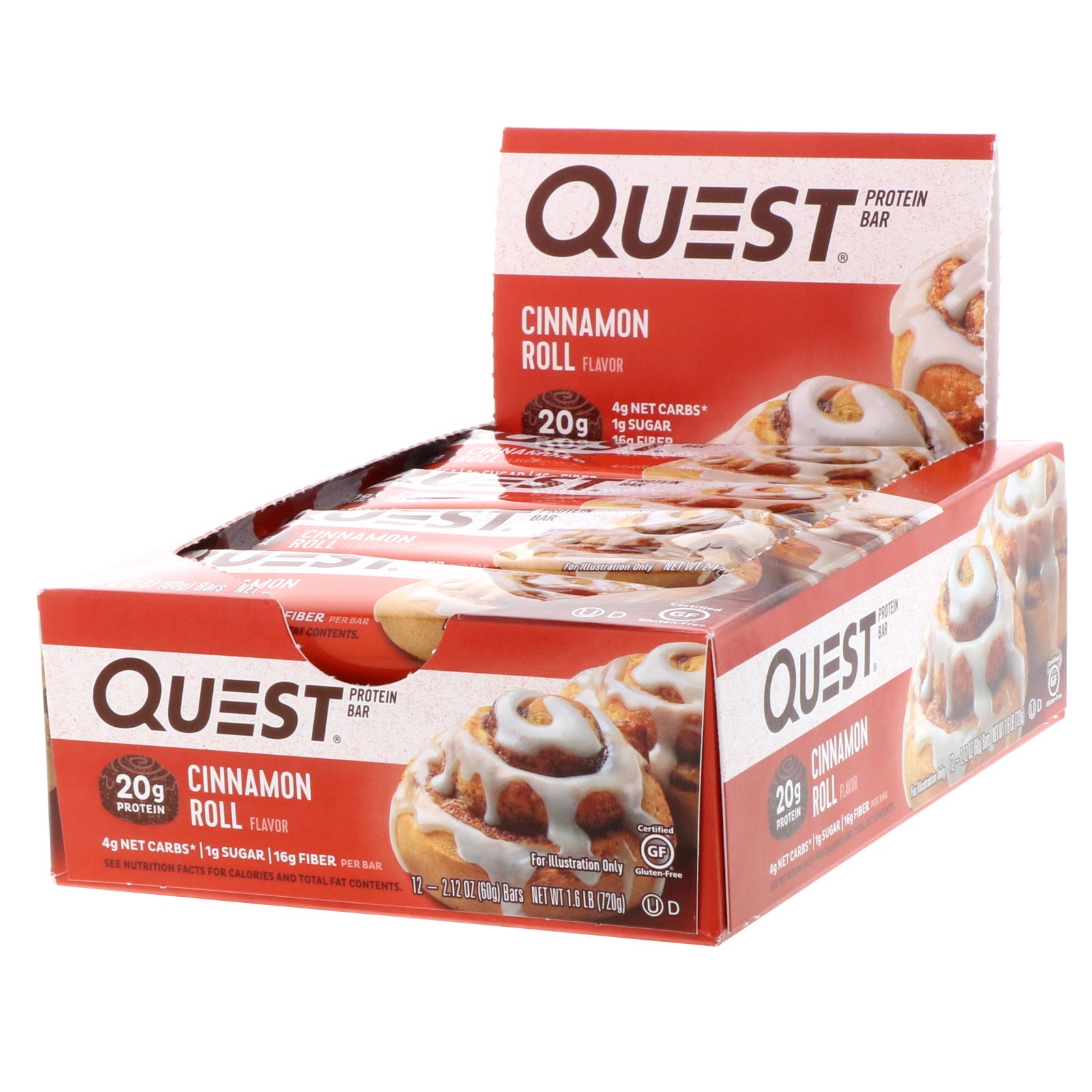 Quest Nutrition, Protein Bar, Cinnamon Roll, 12 Bars, 2.12 oz (60 g) Each