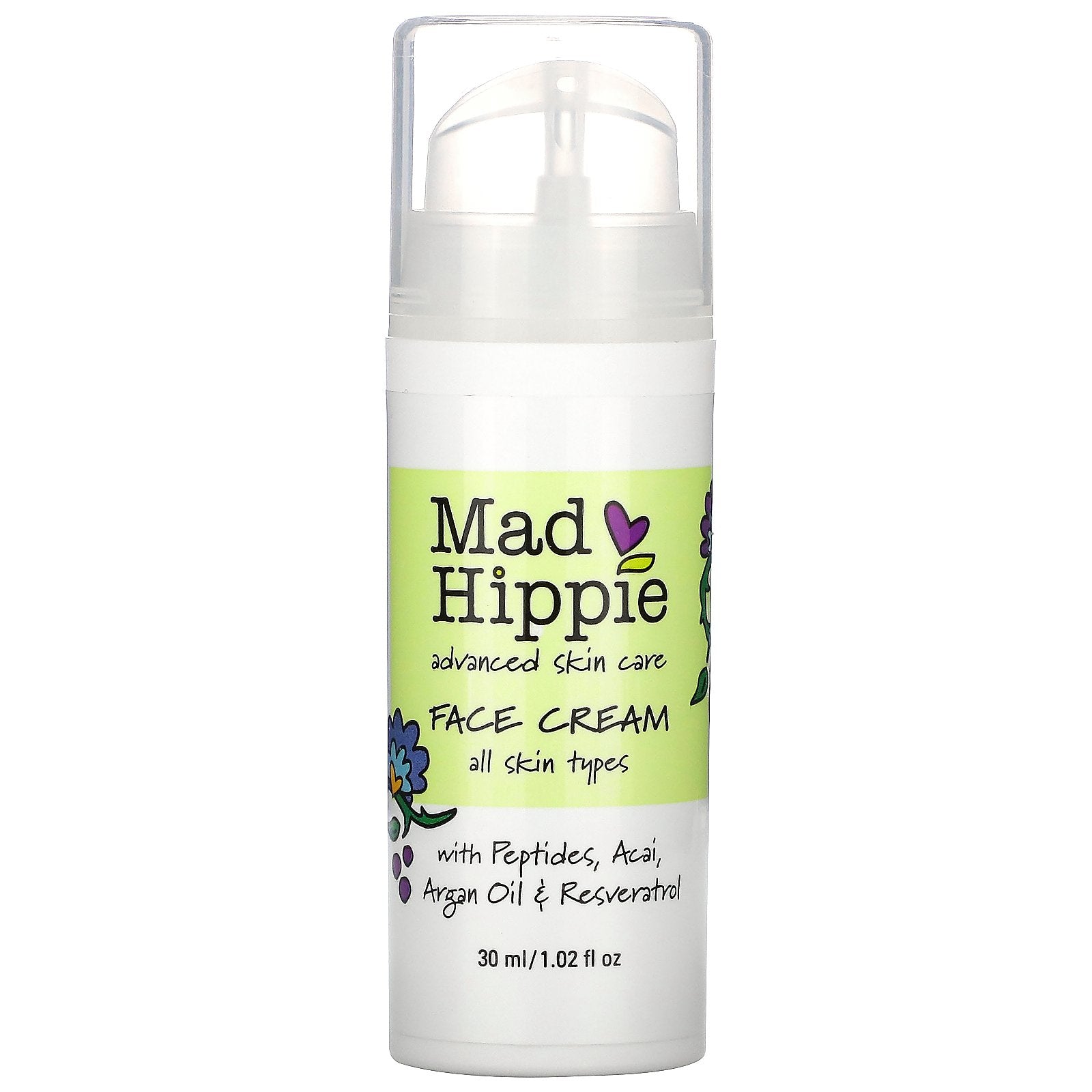 Mad Hippie Skin Care Products, Face Cream, 15 Actives, 1.0 fl oz (30 ml)